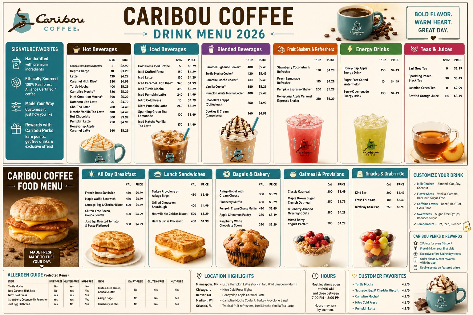Caribou Coffee Drink Menu